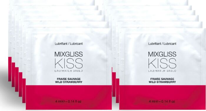 Mixgliss - Lubrificante a base d'acqua con aroma di fragola in 12 monodosi da 4 ml Mixgliss - Lubrificante a base d'acqua con aroma di fragola in 12 monodosi da 4 ml