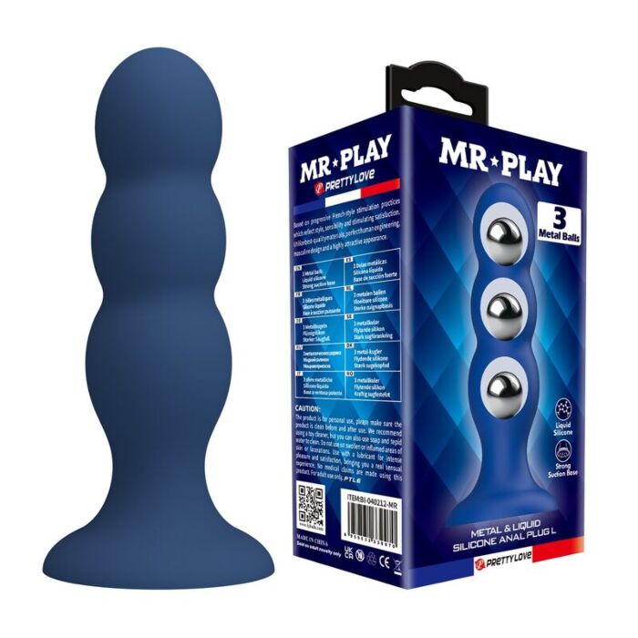 Plug Anale MR PLAY con Perle in Acciaio e Ventosa Plug Anale MR PLAY con Perle in Acciaio e Ventosa