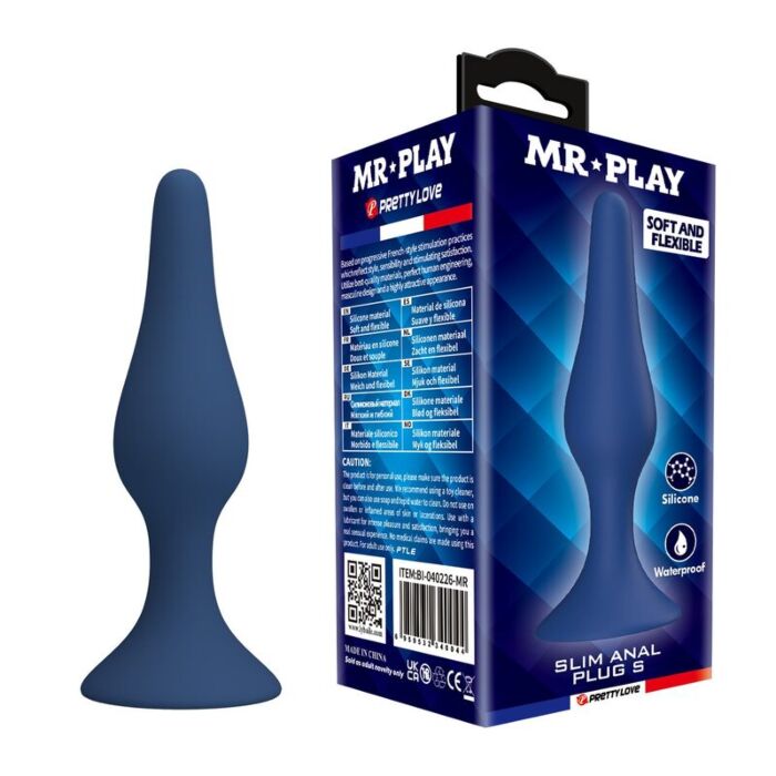 Plug Anale Slim MR PLAY Blu con Design Ergonomico Plug Anale Slim MR PLAY Blu con Design Ergonomico