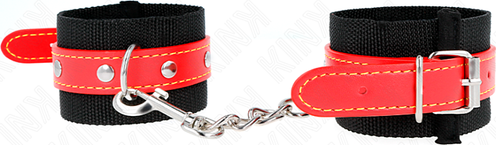 Muñequera BDSM KINK Nylon e Polipelle Rossa