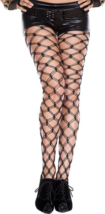 Panty a rete spessa Music Legs con mutandina opaca