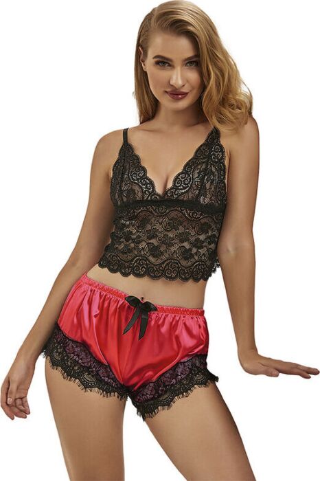 Pijami sexy Sublime 953959 Saten Rosso/Nero Pijami sexy Sublime 953959 Saten Rosso/Nero