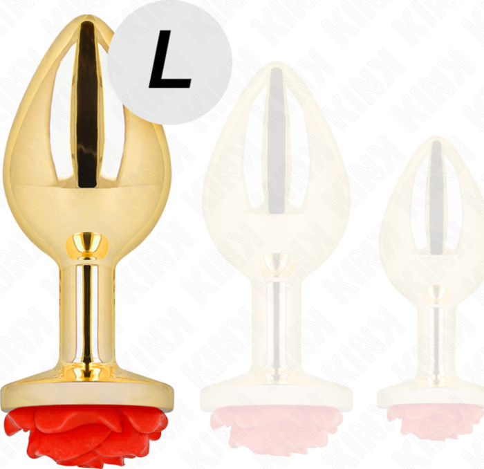 Plug Anal KINK Rosa con Rosa Rossa - Elegante e Sexy Plug Anal KINK Rosa con Rosa Rossa - Elegante e Sexy