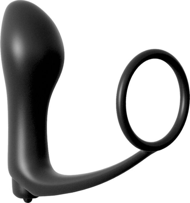 Plug anale vibrante con anello per pene nero Plug anale vibrante con anello per pene nero