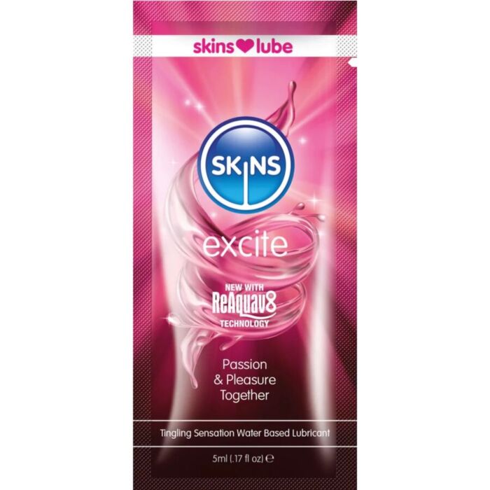 Lubrificante Skins Excite con effetto frizzante 5 ml Lubrificante Skins Excite con effetto frizzante 5 ml