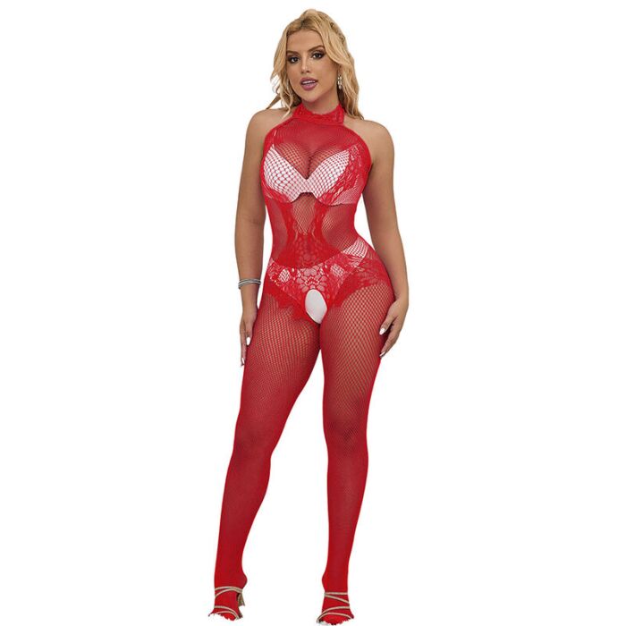 Bodystocking Sublime Fishnet e Pizzo con Collo Alto Bodystocking Sublime Fishnet e Pizzo con Collo Alto