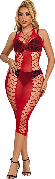 Vestito Rejilla Lungo Sublime Rosso Sexy