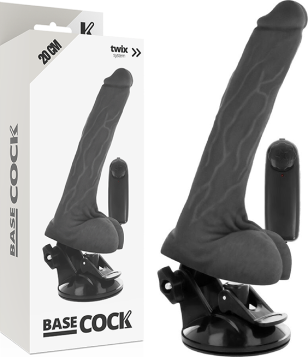 Vibratore BASECOCK 20 cm con telecomando e testicoli