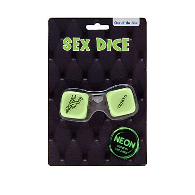 Dadi fluorescenti Out Of The Blue con frasi in inglese