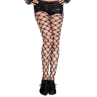 Panty a rete spessa Music Legs con mutandina opaca