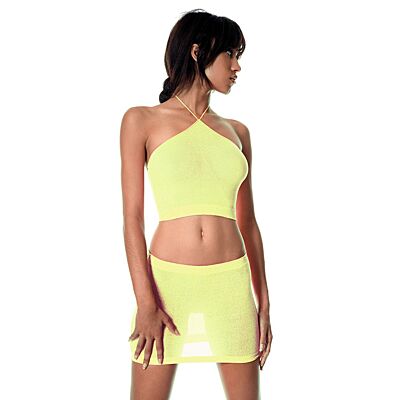 TOP Y FALDA LUREX AMARILLO NEON
