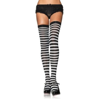 Collant coprente a strisce bianco e nero Leg avenue