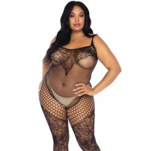Bodystocking gamba avenue con disegno netto e floreale più dimensioni