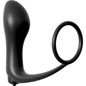 Plug anale vibrante con anello per pene nero