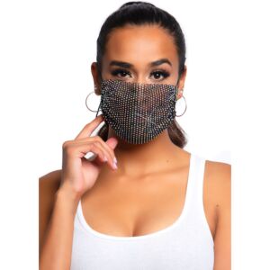 Mascherina Glamour con Strass - Nero