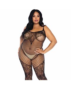 Bodystocking gamba avenue con disegno netto e floreale più dimensioni