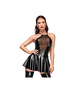 Mini abito da volo incrociato ricamato - nero