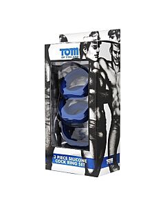 Set di 3 anelli in silicone blu