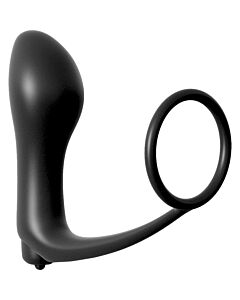 Plug anale vibrante con anello per pene nero