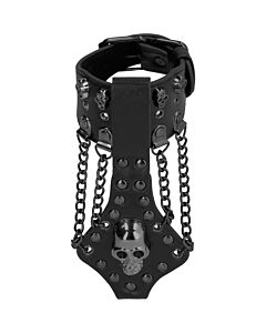 Ahia! teschi e ossa bracciale teschio e catena - nero