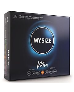 Pacco Mix 57mm: Variazione di 28 preservativi