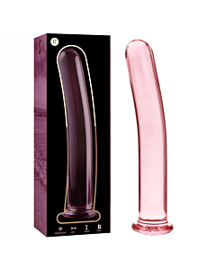 Dildo in vetro rosa nebuloso 18.5x3 cm