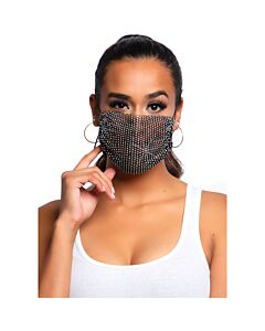 Mascherina Glamour con Strass - Nero