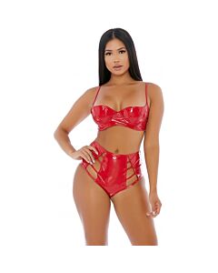 Set di lingerie in vinile intrecciato rosso