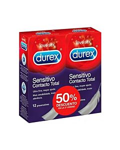 Preservativi doppi Durex contatto completo sensibile, 2x12uds