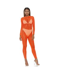 Body in mesh arancione - Sensualità aderente