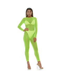 Corpo in rete micro a maglie larghe verdi - Body erotico trasparente