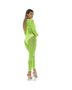 Corpo in rete micro a maglie larghe verdi - Body erotico trasparente