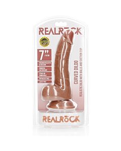 RealRock - Pene Realistico Curvato con Testicoli e Ventosa - 7''/ 18 cm