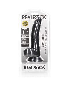 RealRock - Pene Realistico Curvato con Testicoli e Ventosa - 7''/18 cm