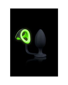 Ouch! Anello per il Pene con Plug Anale - Glow in the Dark