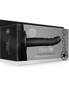 Ouch! Dildo Cavo Curvo Testurizzato con Cinturino Strap-On - Nero 20cm