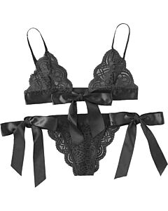 Pizzo Noir - Set Intimo con Fiocchi