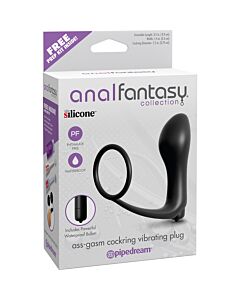Plug anale vibrante con anello per pene nero