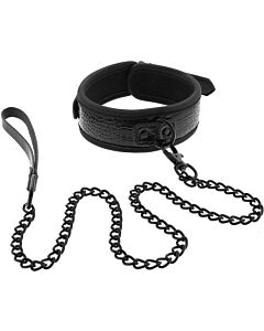 Collare e guinzaglio Blaze Croco nero - Set collare e guinzaglio in pelle nera Croco