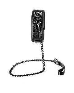 Collare e guinzaglio Blaze Croco nero - Set collare e guinzaglio in pelle nera Croco