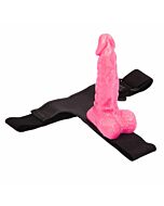IMBRACATURA ROSA CON PENIS REALISTICO E PANTALONE REGOLABILE ROSA 15 CM