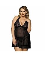 Subblime queen plus babydoll con ricami floreali sul seno