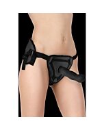 Imbracatura Deluxe con dildo in silicone - 20,5 cm - nero