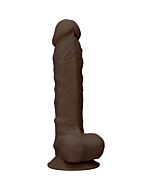 Pene in silicone con testicoli 22,8 cm - marrone