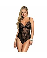 Body Floreale con Frange Nero S/M