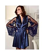 Kimono bata in raso di seta azul