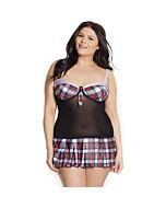 Camisa de colegiala - rojo , negro 