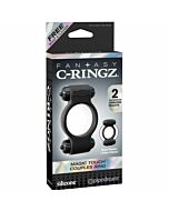 Vibratore fantasy c-ring s magic doppio anello in silicone nero
