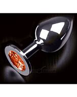 Plug metal plaetado largo - gema naranja