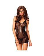 Miniabito leg avenue nero a pois